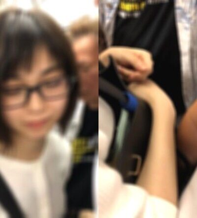 前後から痴漢にあう可愛いメガネちゃん