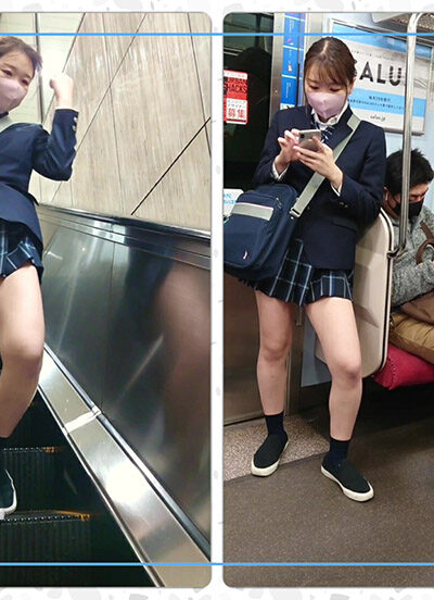 P狙ってミニスカJK追跡！触りたくなるえちえちサテンP