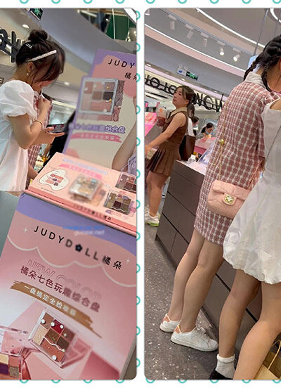 スカートの下のかわいい女の子のショッピングモールのこっそり写真を撮影❤️ミスJKは制服を購入し、白いレースの靴下はSで、超透明です。