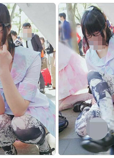 コミックマーケット コスプレ 色白美人レイヤーさんの制服コスプレ コミケ アンスコ