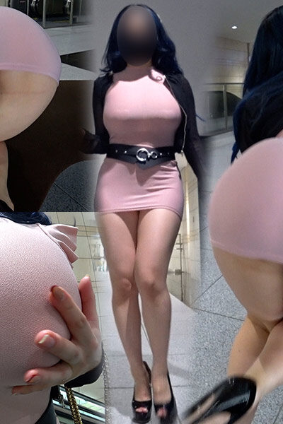 【爆乳Kカップ】【後編】ノーブラ爆乳爆尻のわがままBODY!!タイトワンピが透け過ぎて下着が丸見えのお姉さん♪