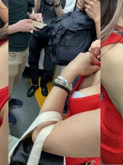 友達の痴女ちゃんが電車内でおっぱいを見せつけるのでと動画を撮影。
