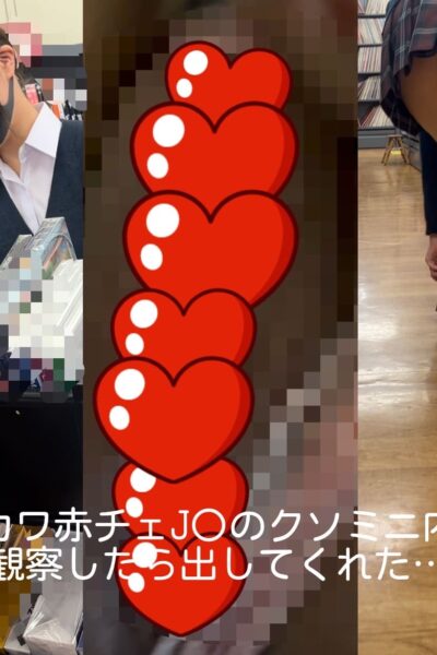 鬼カワ赤チェJ○のスカートの中を観察したら出ちゃってた…