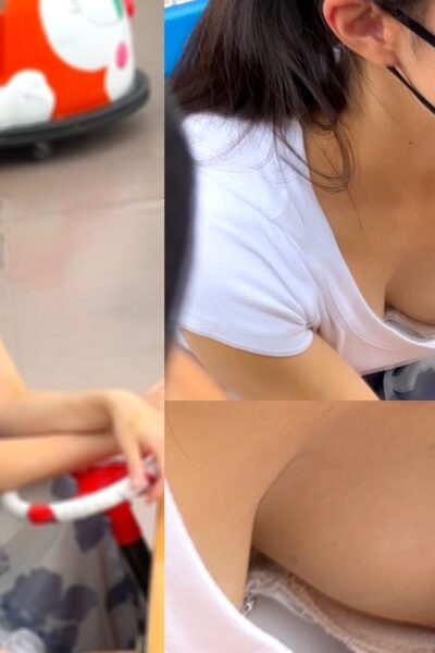 胸チラ動画01　ママ友の垂れパイ！！スレンダー美女のスケベな乳輪を激写！