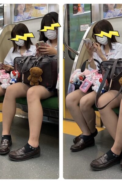 仲良しギャル系2名の制服美女のエロ過ぎる対面ミニスカ生脚508
