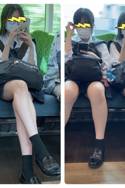 仲良し真面目系2名の制服美女のエロ過ぎる対面ミニスカ生脚507